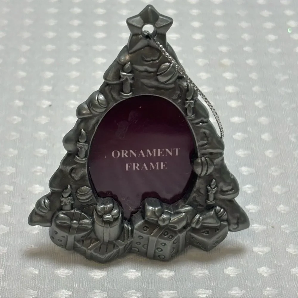 Silver and Red Metal Christmas Holiday Ornament Set